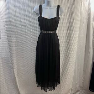 Gidani ladies Black Midi Dress with Embellished Waist size small